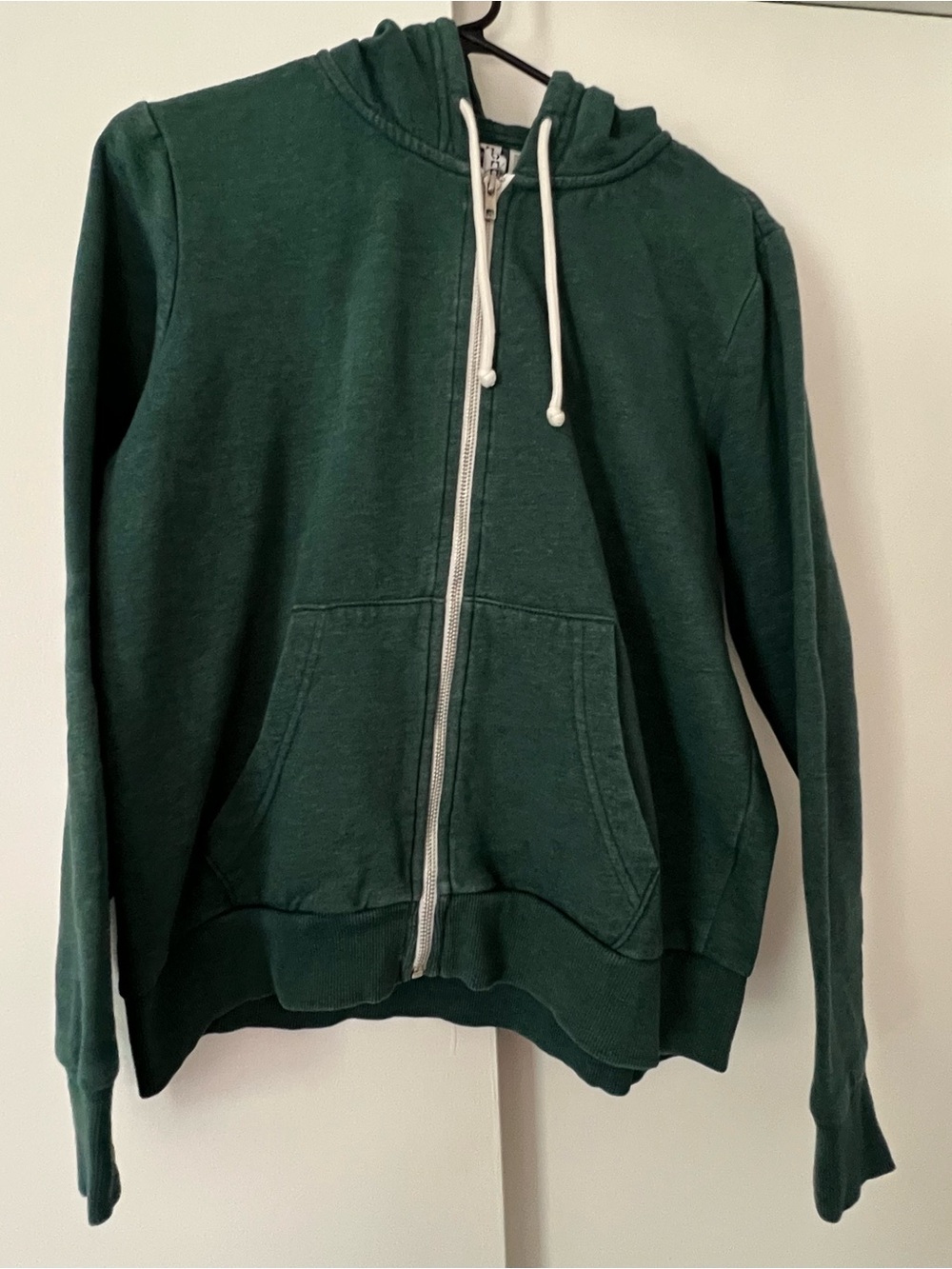 H&M Forest Green Full-Zip Hoodie with White Drawstrings